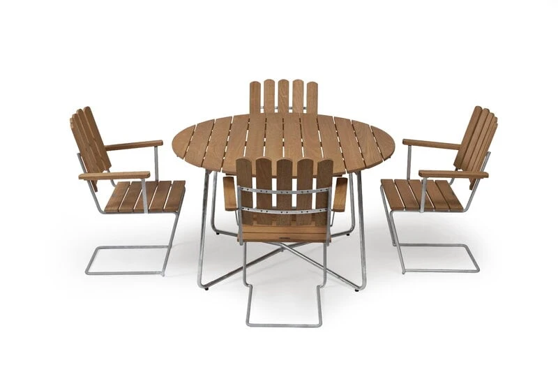 Grythyttan Stålmöbler Nojatuoli A2, Galvanoitu Teräs - öljytty Tammi 2 Grythyttan Stålmöbler Nojatuoli A2, Galvanoitu Teräs - öljytty Tammi - Image 2