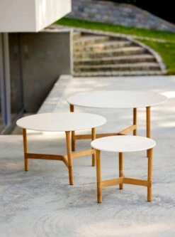 Cane-line Twist Sohvapöytä, Halk. 90 Cm, Tiikki - Travertine Look -Puutarha Unelma Twist coffee table 2 2